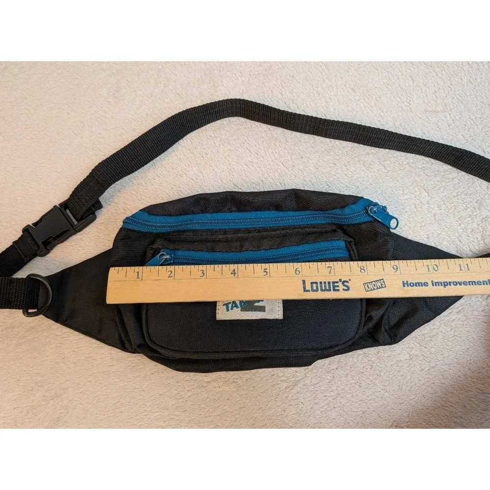 TAN2 Fanny Pack Waist‎ Bag Black Blue Nylon Adjustable Strap Travel Pouch